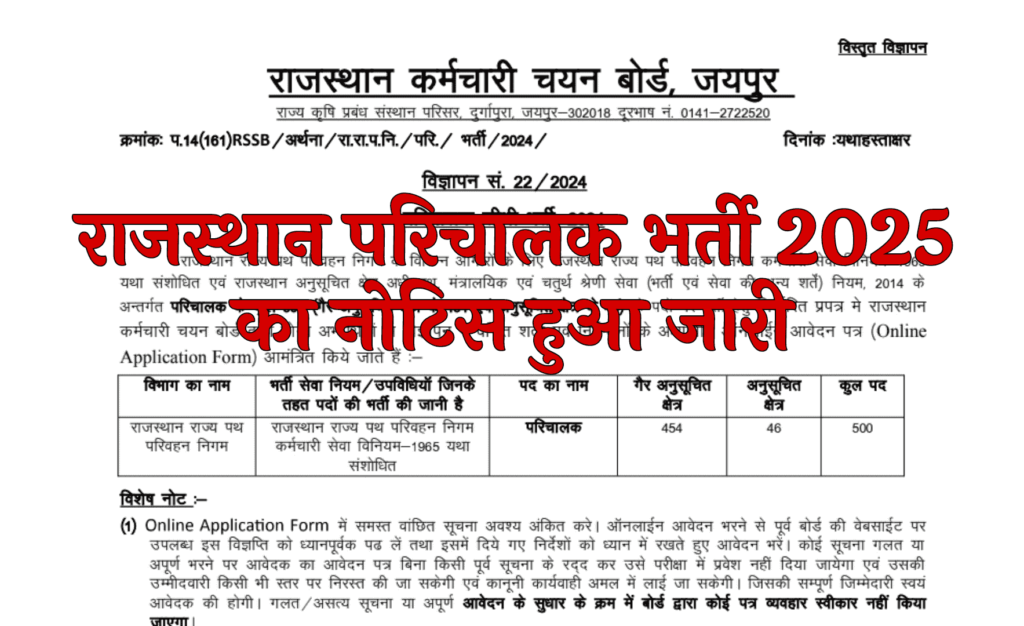 Rajasthan Conductor Recruitment 2025 | Rajasthan Conductor (Parichalak) Vacancy 2025